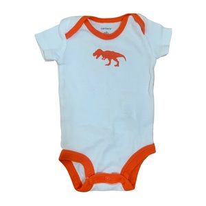 🌟3/$15🌟Carter’s White Bodysuit Orange Dino Baby Size NB